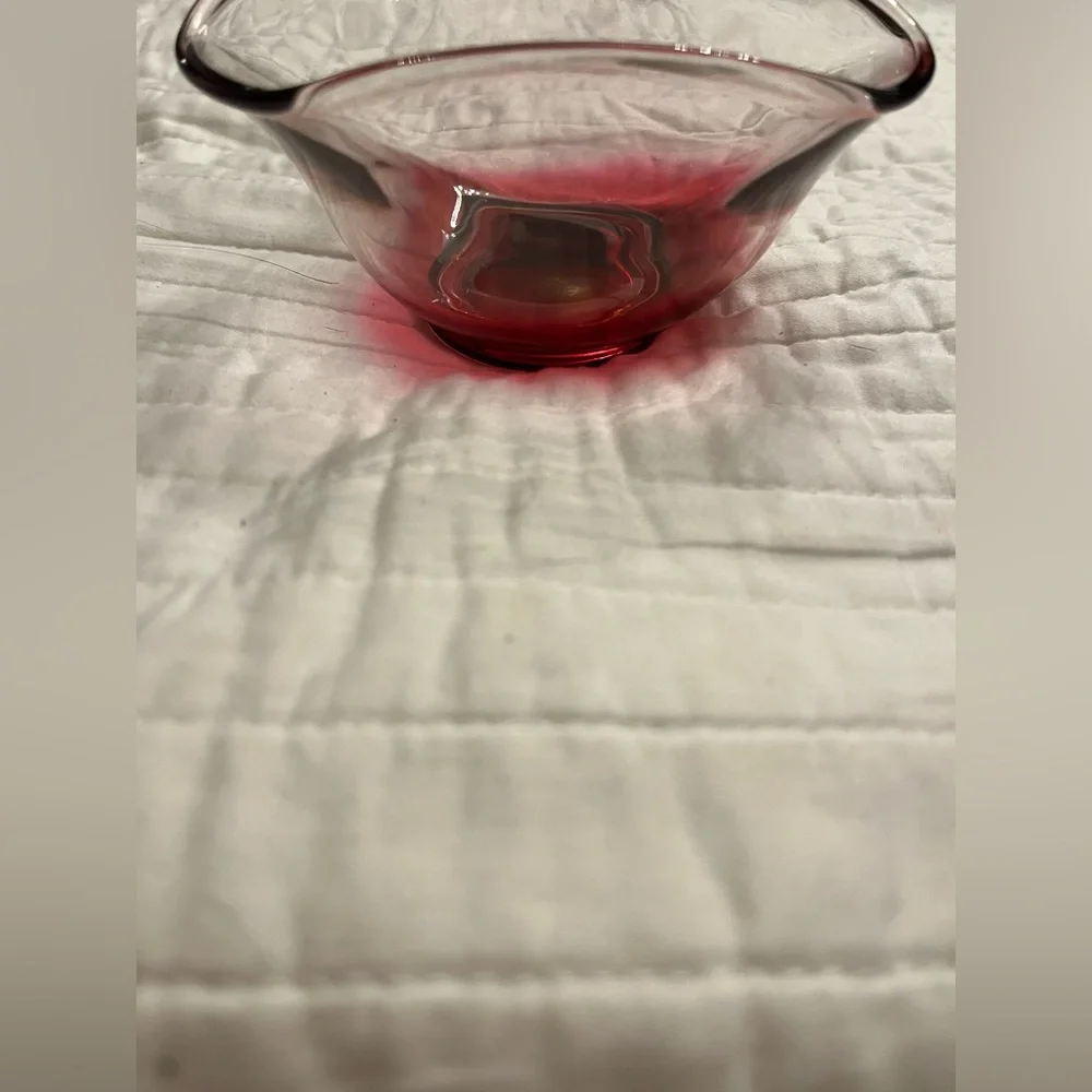 Vintage Indiana Glass Anchor Hocking Cranberry Pink Glass Chip and Dip Bowl